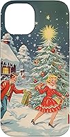 Vista 4 de iPhone 16 Vintage 1950s Nostalgia Christmas Snowflakes Christmas Tree Case