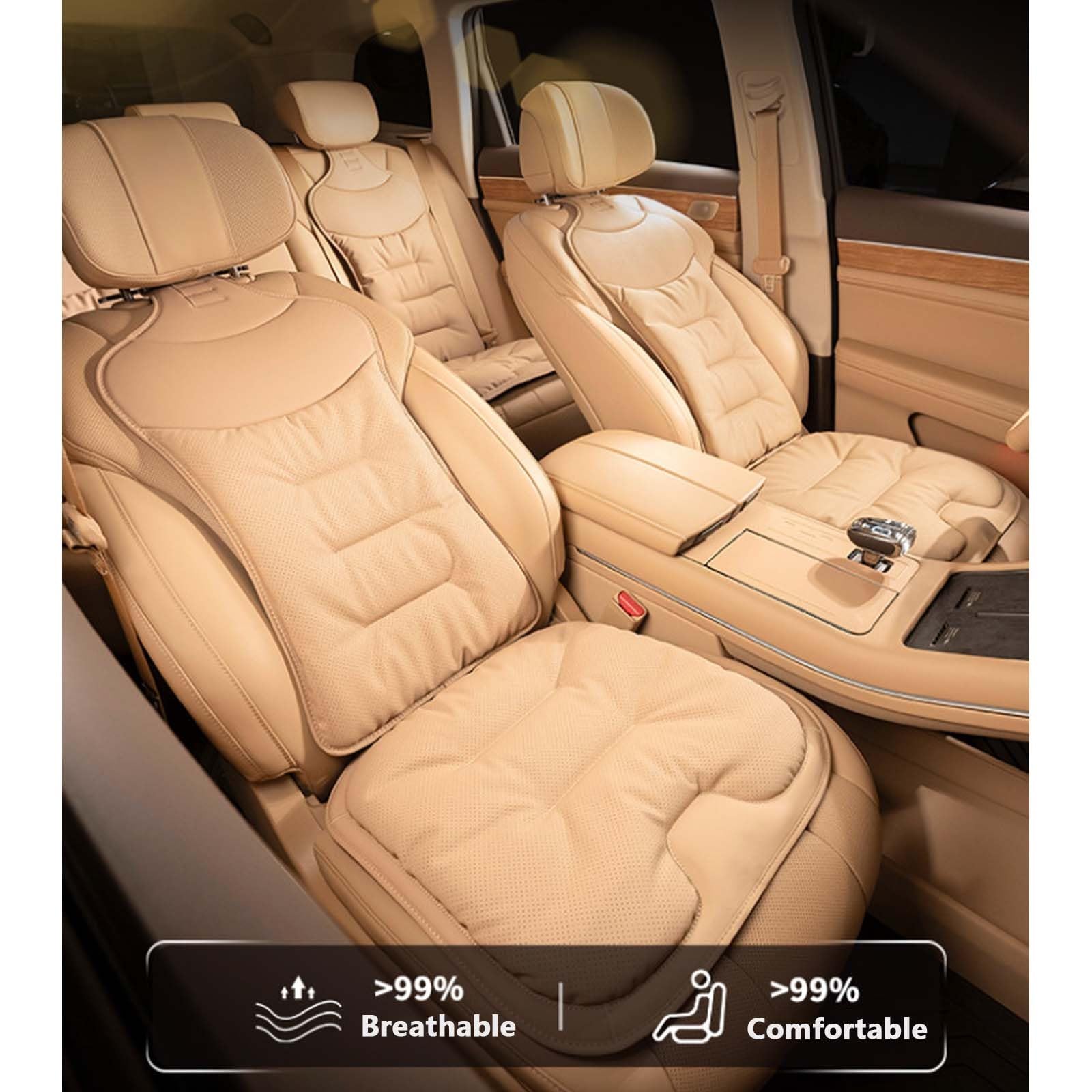 Coussin siège Auto,Protection siège antidérapante,siège conducteur(White,Backrest)