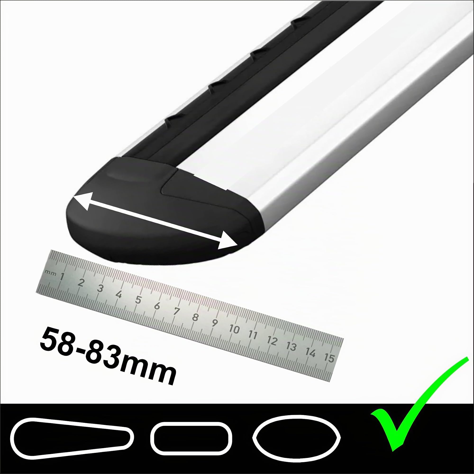Morsetti per scale per furgoni con gancio largo per barre portatutto larghe, ideali per barre Thule WingBars Evo Easy-Clamp - Crash tested - CE