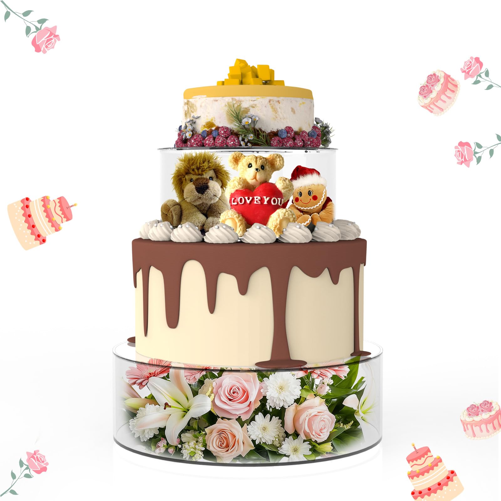 SOVQUEST 2 PCS Acrylic Clear Cake Stand