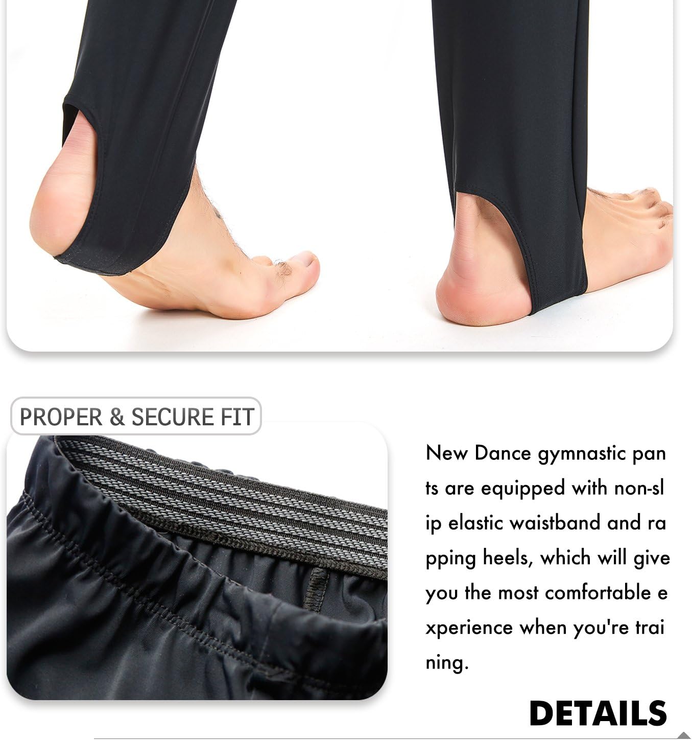 Mens and Boys Gymnastics Pants Leotard Youth Ballet Tights Stirrup Pants for Dance Yoga Practice Athletic - Image 5