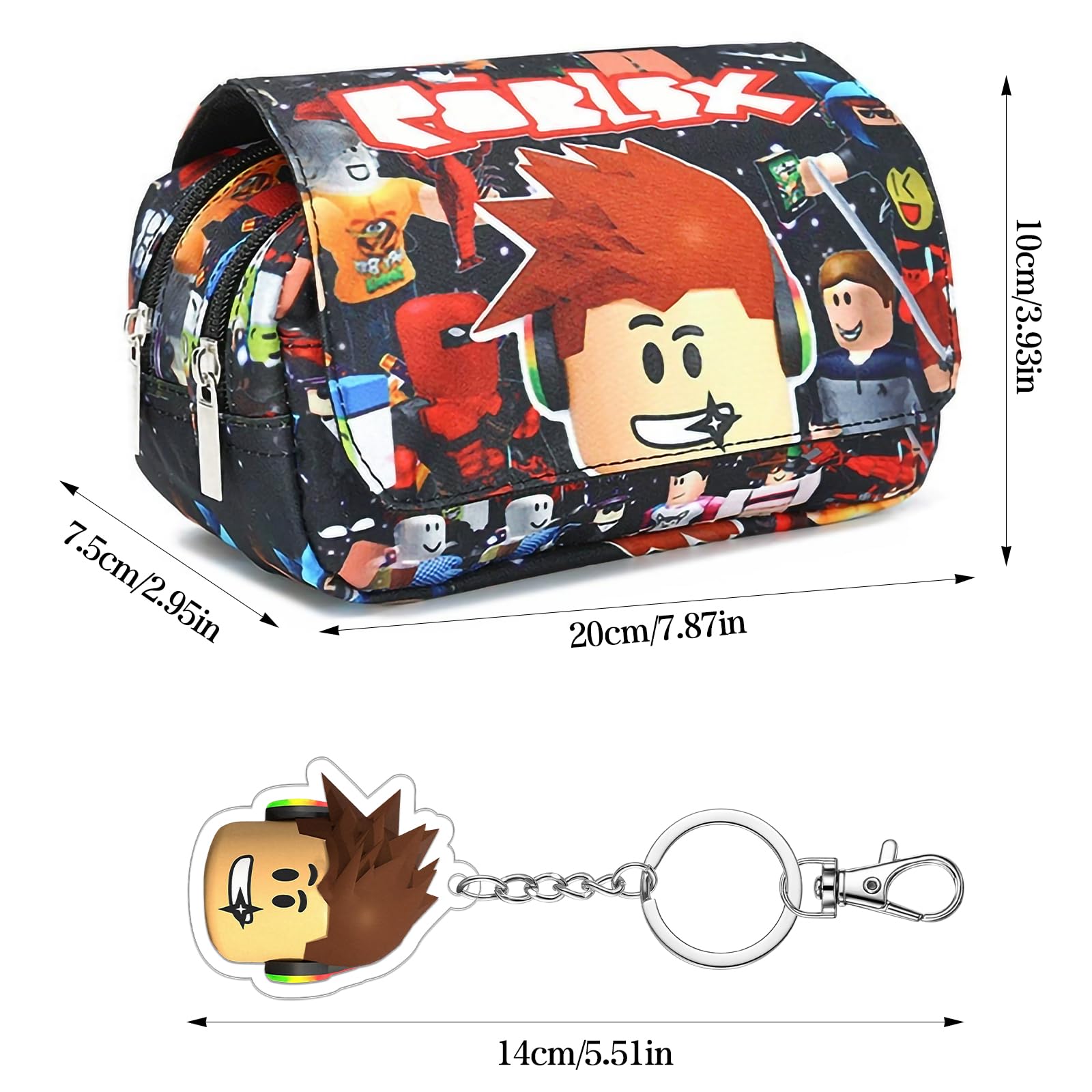 Kanfyyl Roblx Pencil Case, Roblx Pencil Case with Keychain, Pencil Bag for Girls Boys, Cute School Supplies, Great Gift for Kids, Offices and Schools - Image 2