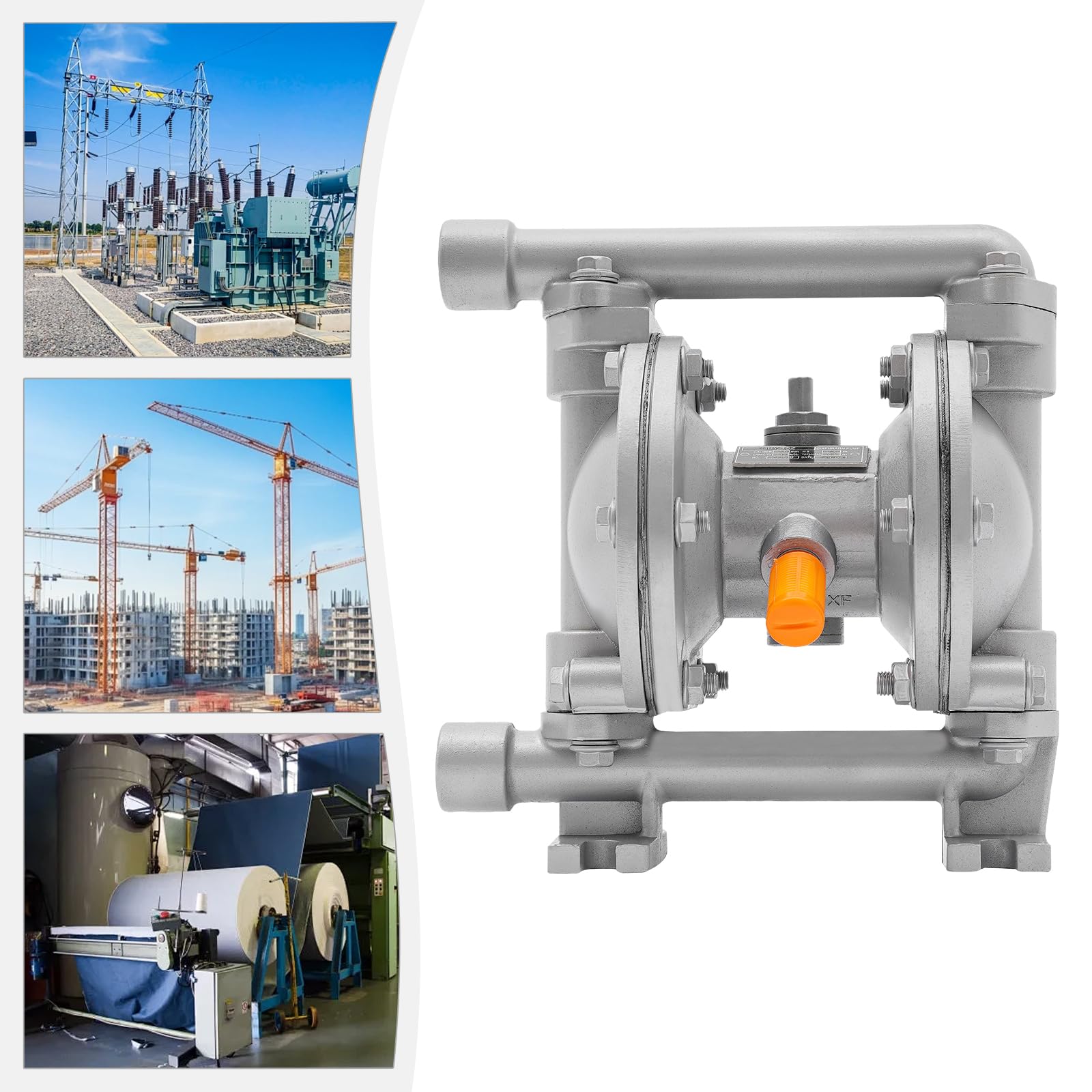 QBY-15Z Bomba neumática de diafragma – Caudal 0 – 1 m³/h, altura total de extracción 69 m, altura de aspiración 0 – 5 m, presión máxima de suministro de aire 7 bar, ideal para aceite, diésel