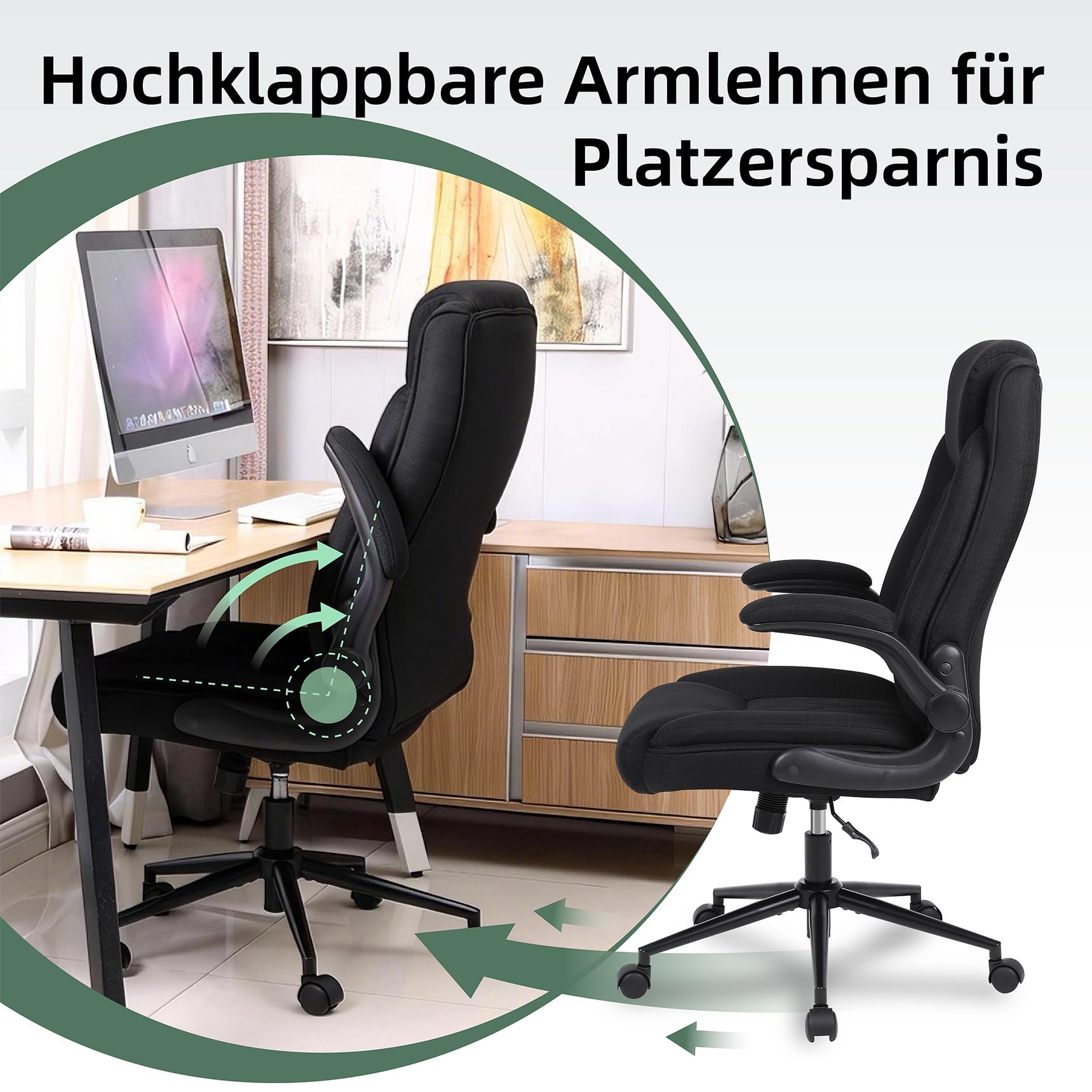 Youhauchair Bürostuhl Ergonomisch, Schwarz | Ergonomisches Design, Hoher Rückenlehne, ​​maximale Belastbarkeit 200 kg, Höhenverstellbar, verstellbare Rückenlehne