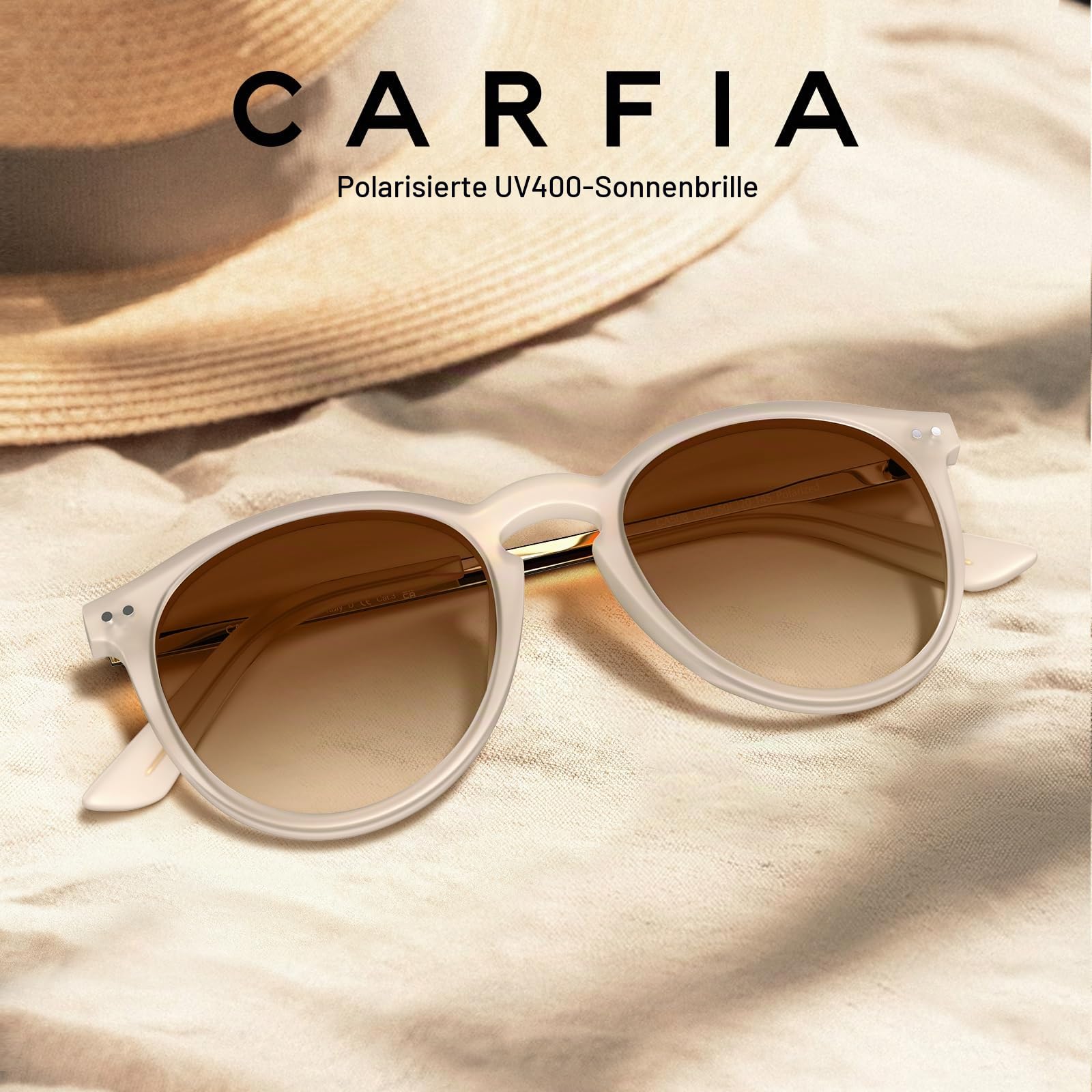 CARFIA Sonnenbrille Damen Herren Polarisiert Rund Rahmen UV400 Schutz