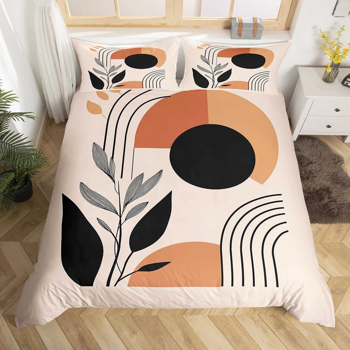 Homemissing Geometric Bedding Duvet Cover Set Double Size Boho Style Bedding Set for Kids Boys Girls Abstract Art Decor Comforter Cover Set Bedspread Cover Bedroom,No Stuffing โ image 1