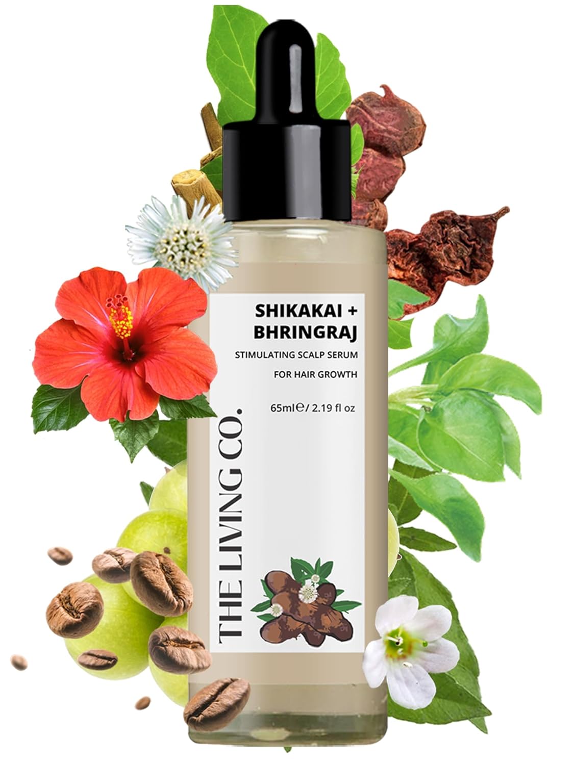 THE LIVING CO. Shikakai + Bhringraj Stimulating Scalp Serum For Hair Growth - 65ml