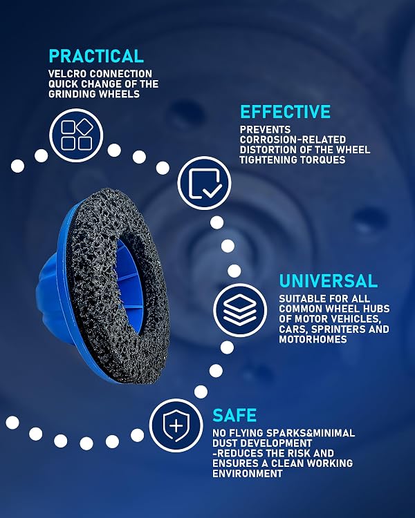 HIPULX Professional Wheel Hub Grinder Kit - 6-Inch Silicon Carbide Disc with Cordless Drill Adapter - Universal Hub Cleaner for European Cars & Caravans - Tire Change & Rim Cleaning Tool by HIPULX - Image 7