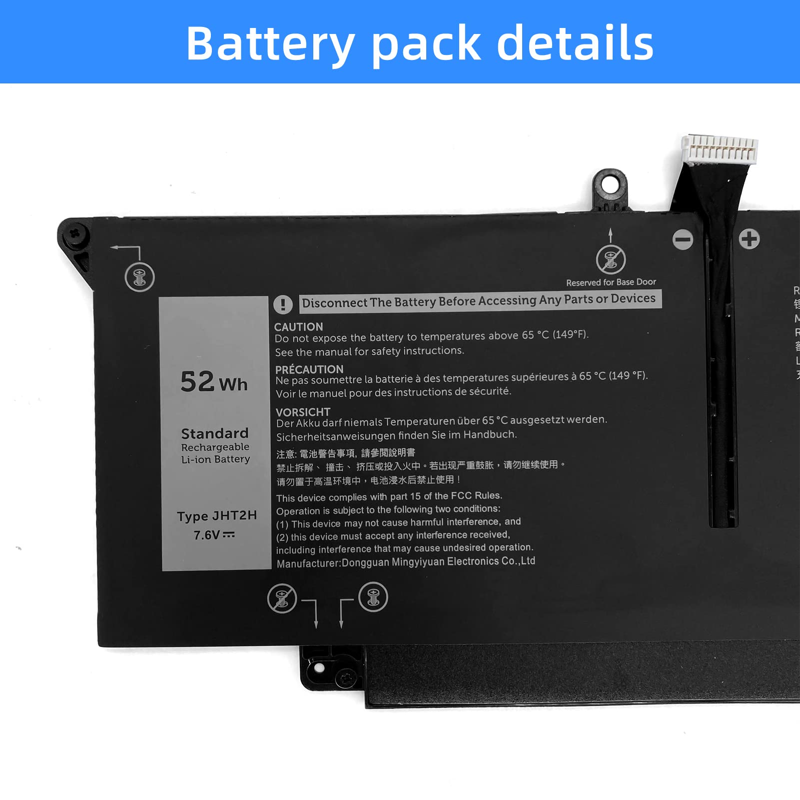 Amazon.com: NBULBL JHT2H 7.6V 52Wh Laptop Battery Replacement for