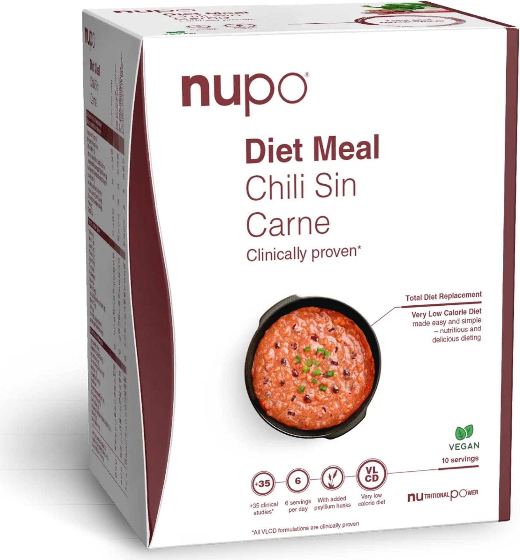 Diet Meal Replacement for Weight Loss (Chili Sin Carne, 10 Servings) | Very Low Calorie Ready Meal for Weight Management | Gluten Free Vegan Ready Meals | GMO Free Just Add Water Meals