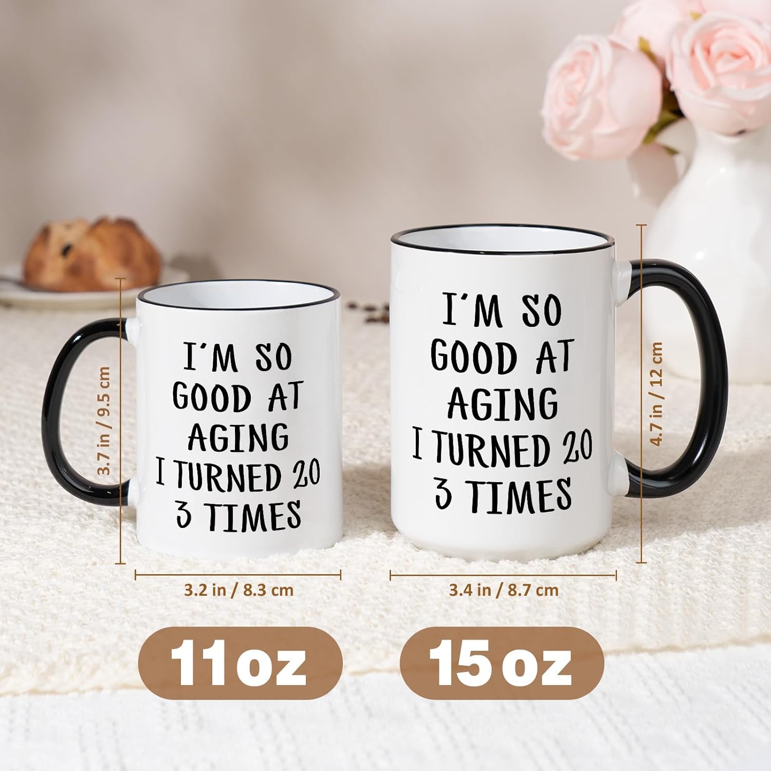 Aurahouse 60th Birthday Gifts for Women Men Mug, Funny Gift Ideas for 60th Birthday Women, 60 Year Old Birthday Gifts for Women Men Mom Dad Sister Friend Aunt, Turned 20 3 Times Coffee Cup Decorations - Image 2