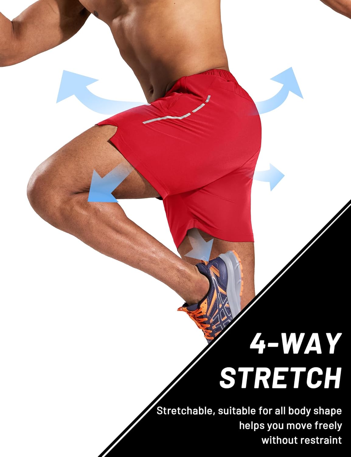 MIER Mens 5 Inch Athletic Running Shorts Quick Dry Lightweight Workout Gym Training Active Reflective Shorts,3 Zipper Pockets - Image 5