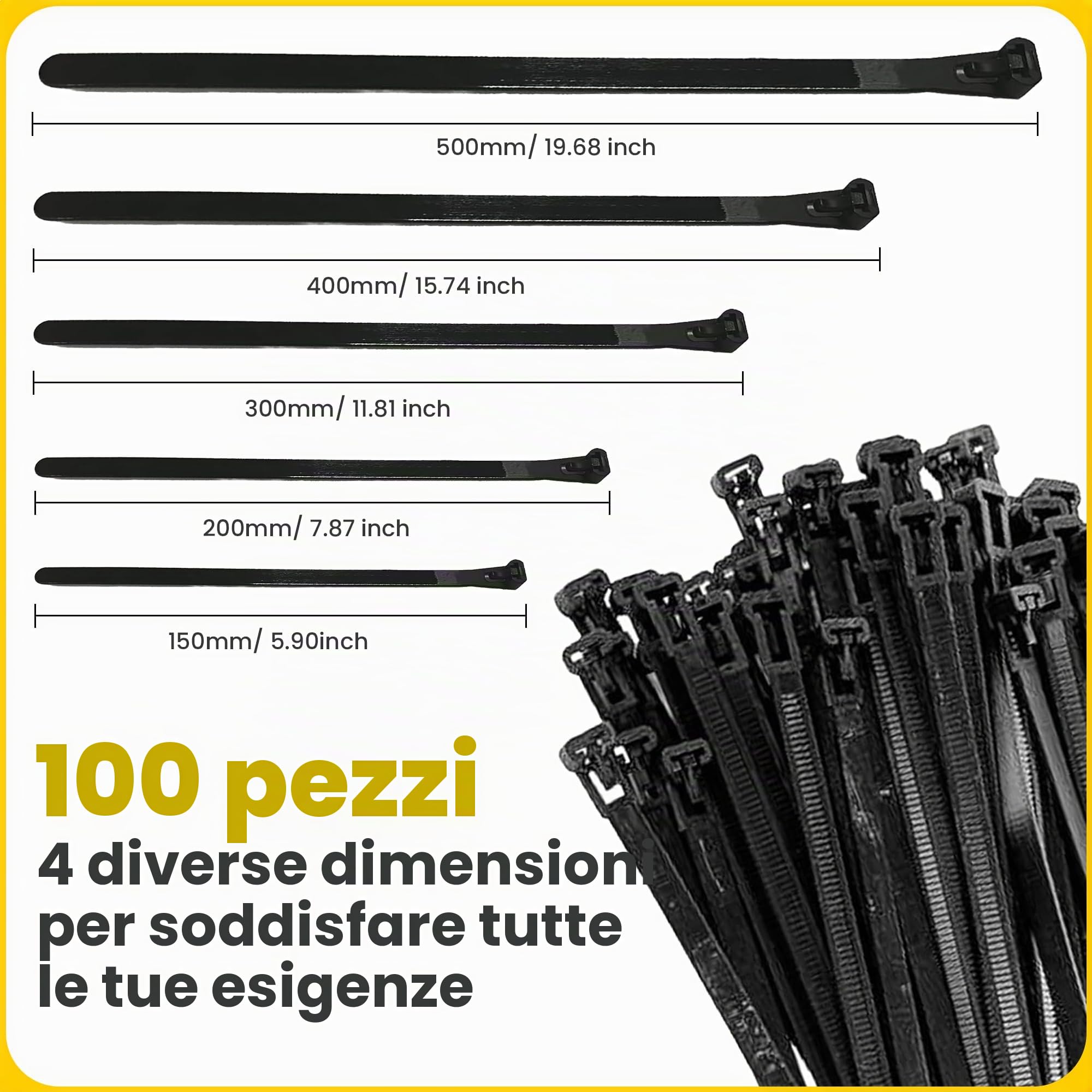 Offgridtec Fascette Fermacavi Autobloccanti Riutilizzabili, 7,6 mm X 150 mm, Resistenti Al Calore E Al Freddo, Organizzatore Di Cavi Multiuso Durevole, Confezione Da 100, Nero