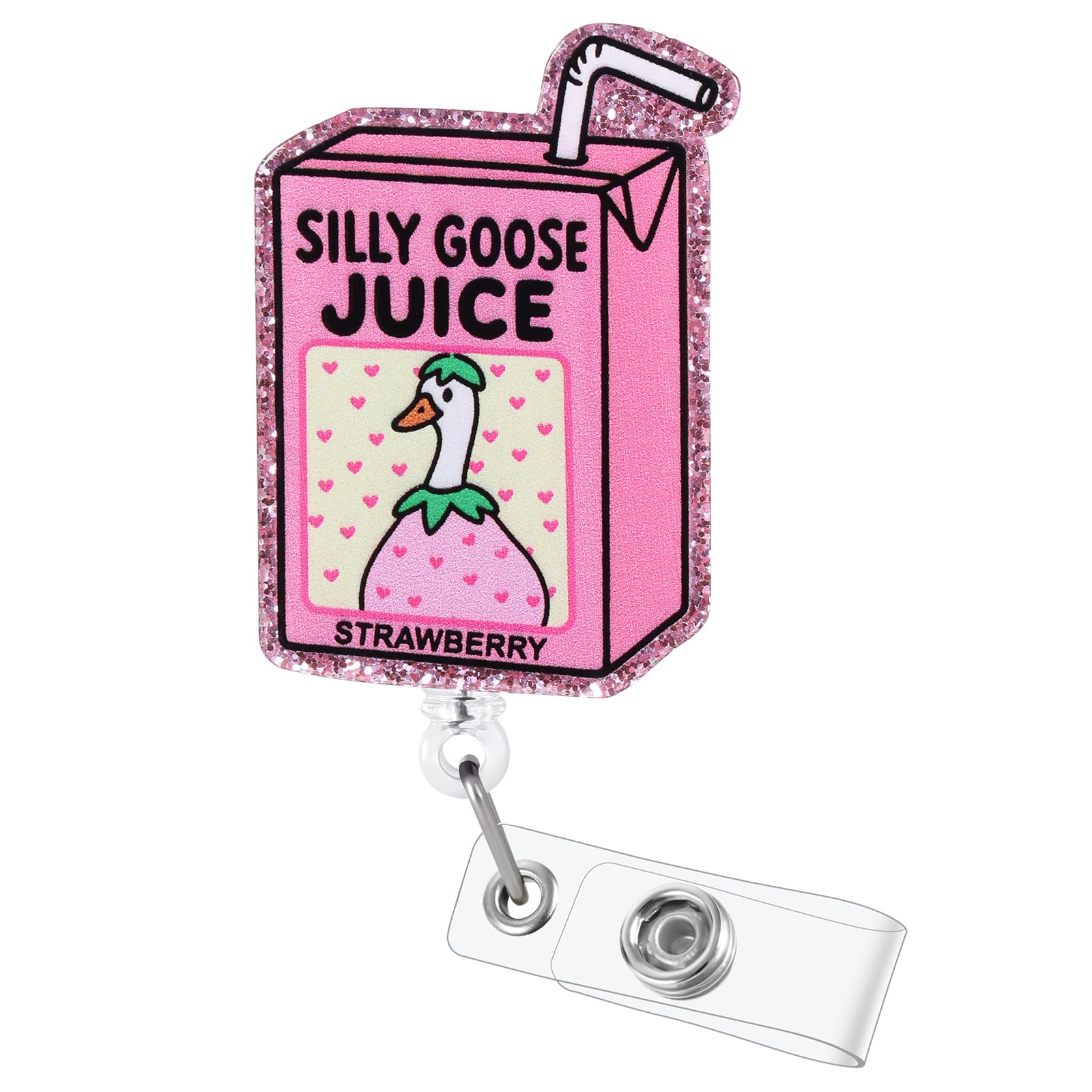 Silly Goose Juice Funny Badge Reel | Retractable ID Card Badge Holder | Name Tag Work Badge Clip for RN LPN CNA MA ER Night Shift Nurse Nursing Student Doctor | Nurse Gifts | Acrylic｜Alligator Clip