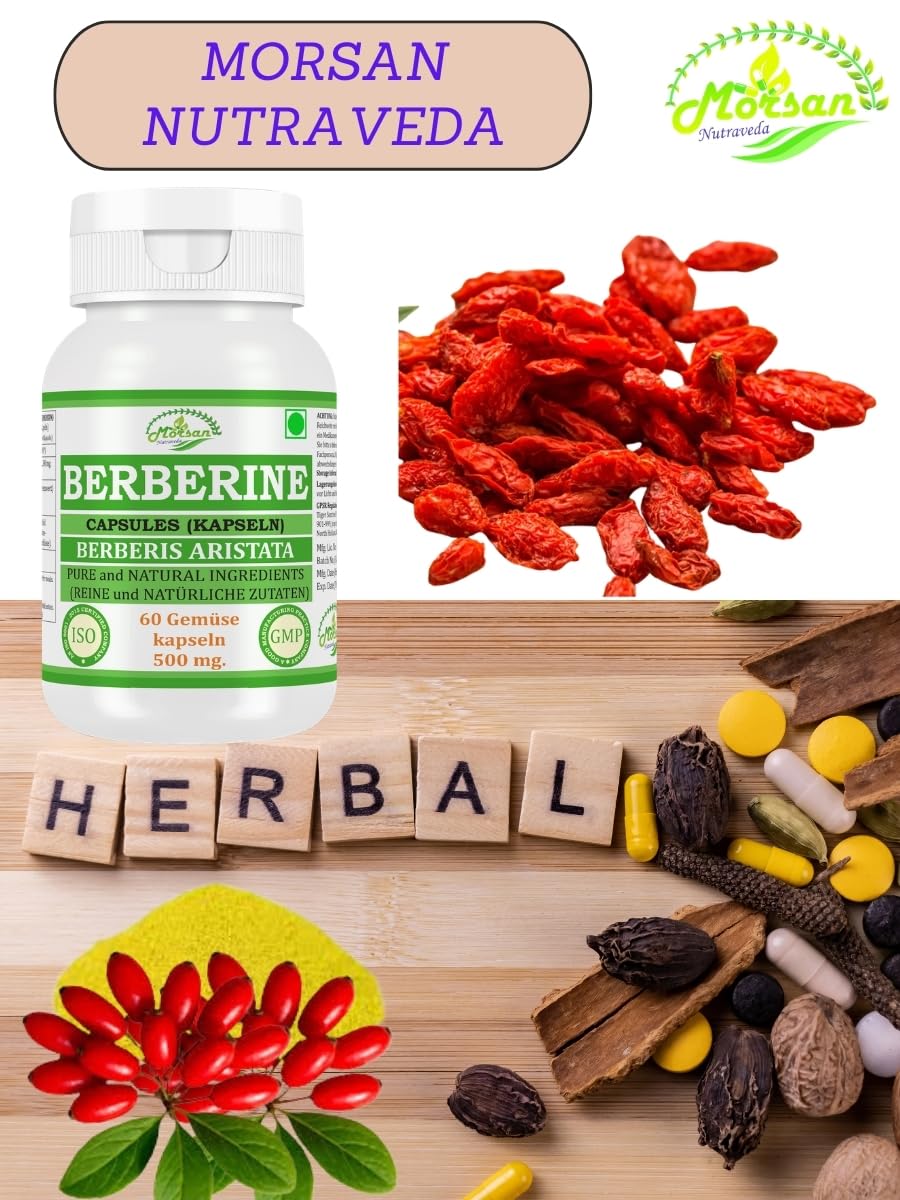 Berberin 500 mg. 60 vegane Kapseln für für 1 Monate Behandlung. Natürlicher Extrakt aus Berberis Vulgaris (4)
