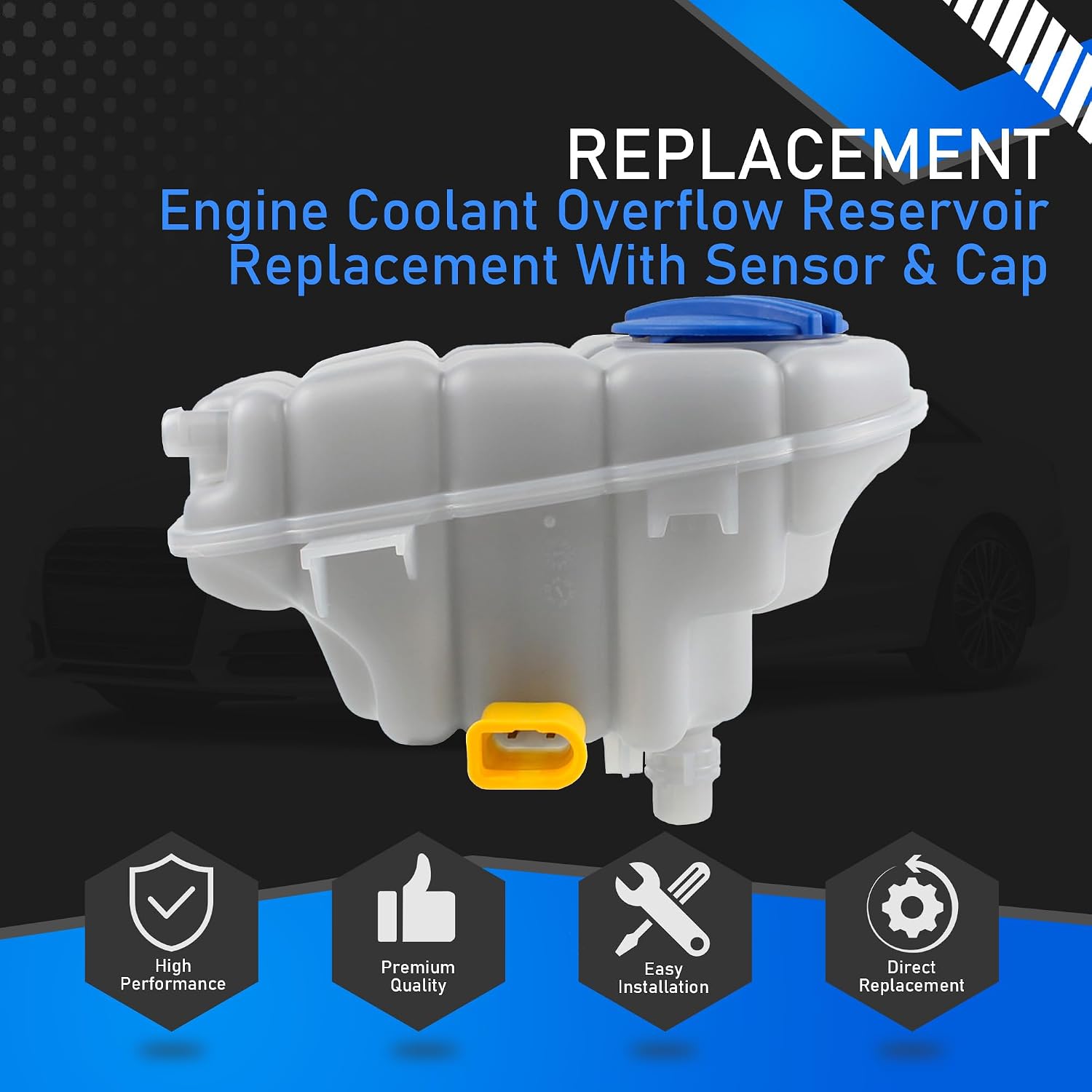 4G0121403G Engine Coolant Overflow Reservoir Tank With Cap & Sensor Compatible With 2012-2018 Audi S6 S7 A6 A6 RS7 Quattro A7 Quattro Automotive Coolant Reservoir Replaces V10-8562