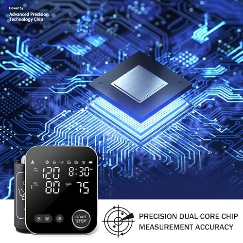 Blood Pressure Monitor Upper Arm Blood Pressure Monitors for Home Use Adjustable Cuff 8.7\"-16.5\" Blood Pressure Machine 2 Users 240 Memory Voice Broadcast LED Backlit Display with Storage Bag Black