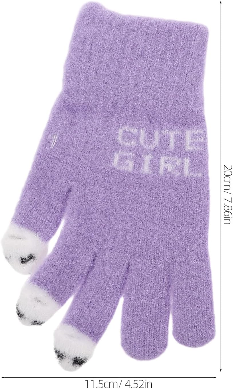 BESPORTBLE Thermal Warm Women’s Touchscreen Fingerless Knit Gloves Purple Outdoor Cold Weather Cycling Driving Hiking Gloves