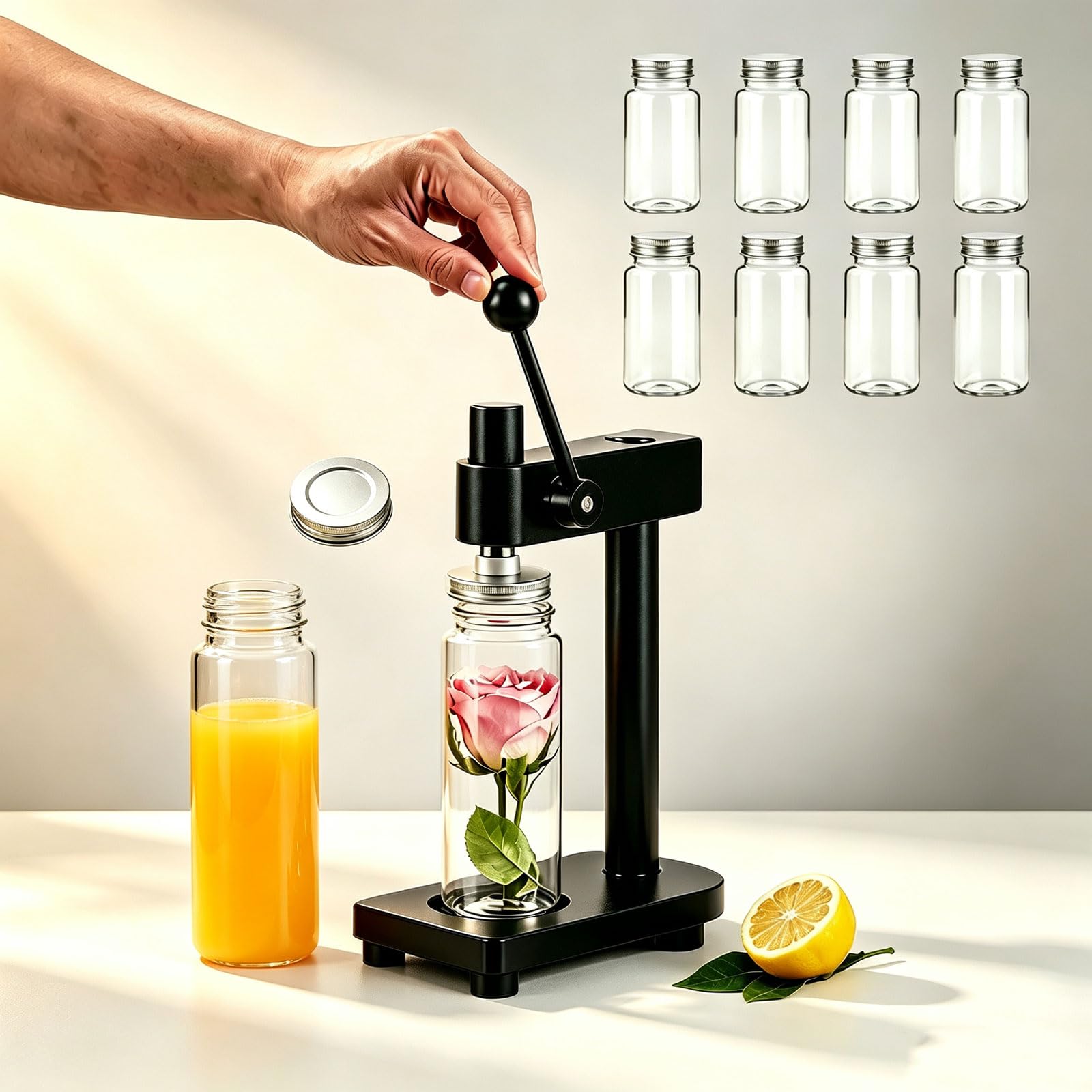 BXZAY Manual Bottle Can Sealer Capper Machine with 10Pcs 500ml Bottles