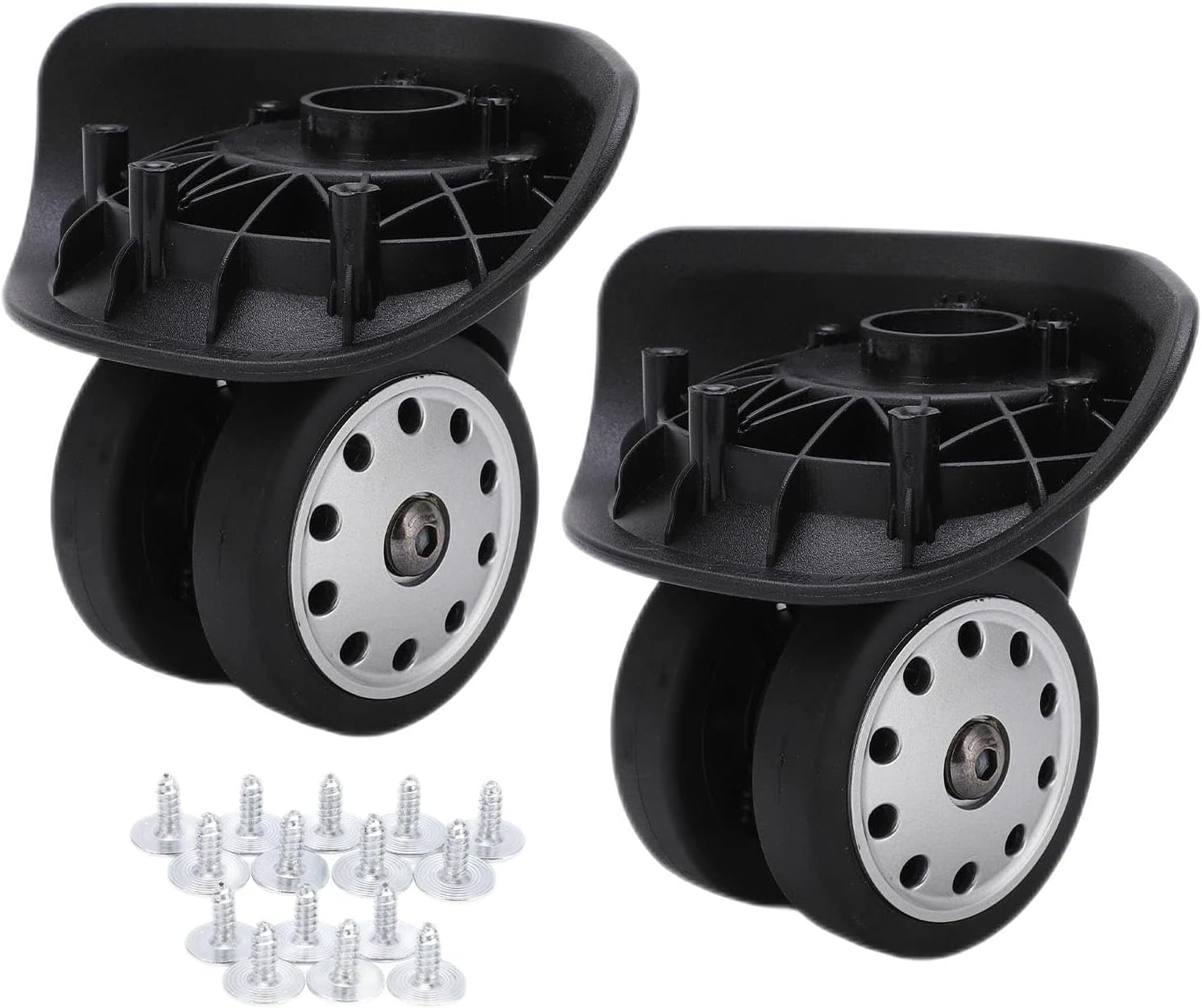 1 Pair Luggage Wheels Replacement, A88 Porous Luggage Replacement Casters Wear Proof Suitcase Spinner Wheels for Travel Bags Repair