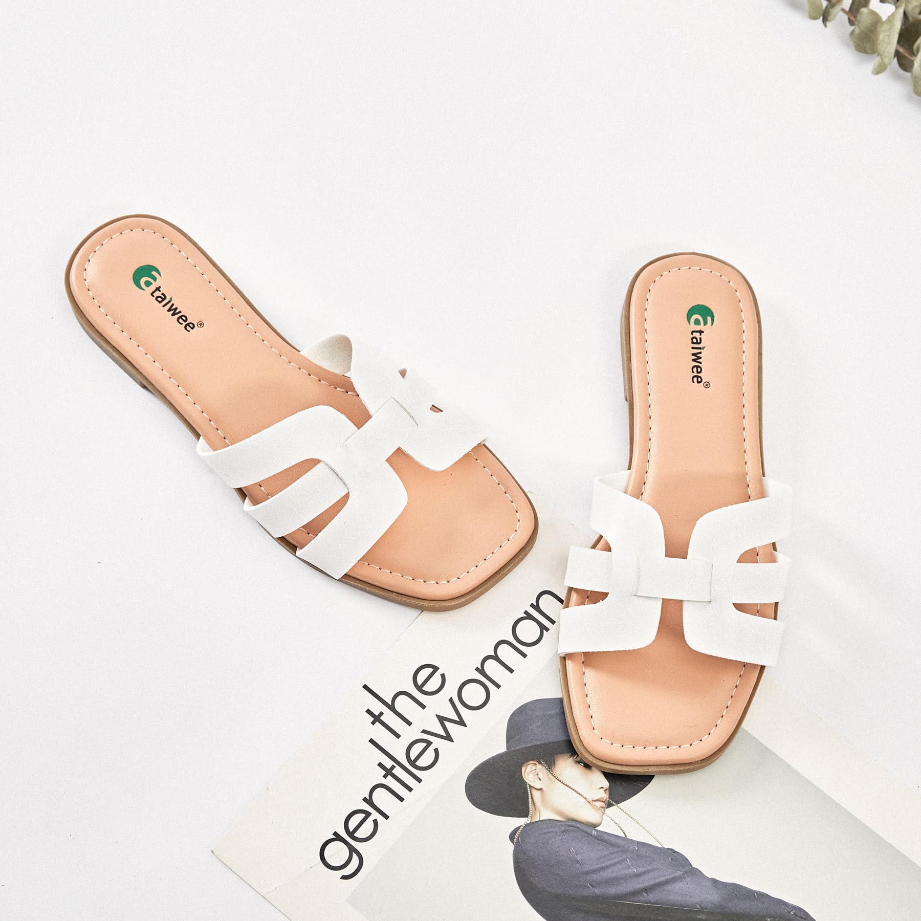 Ataiwee Sandali piatti scorrevoli da donna- Sandali bassi eleganti e comodi, pantofole casual in estate.