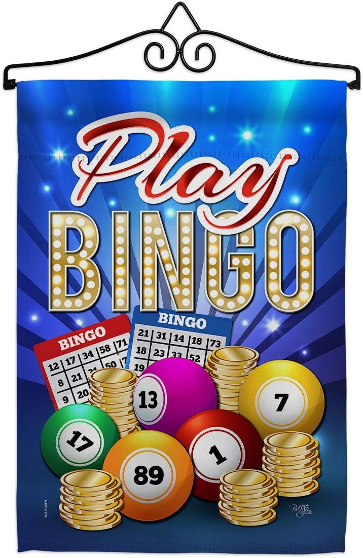 Breeze Decor Play Bingo Garden Flag Set Wall Hanger Interests Game Bunco Night Dice Poker Hobbies Leisure Activity Small Decorative Gift Yard House Banner Double-Sided Made in USA 13 X 18.5