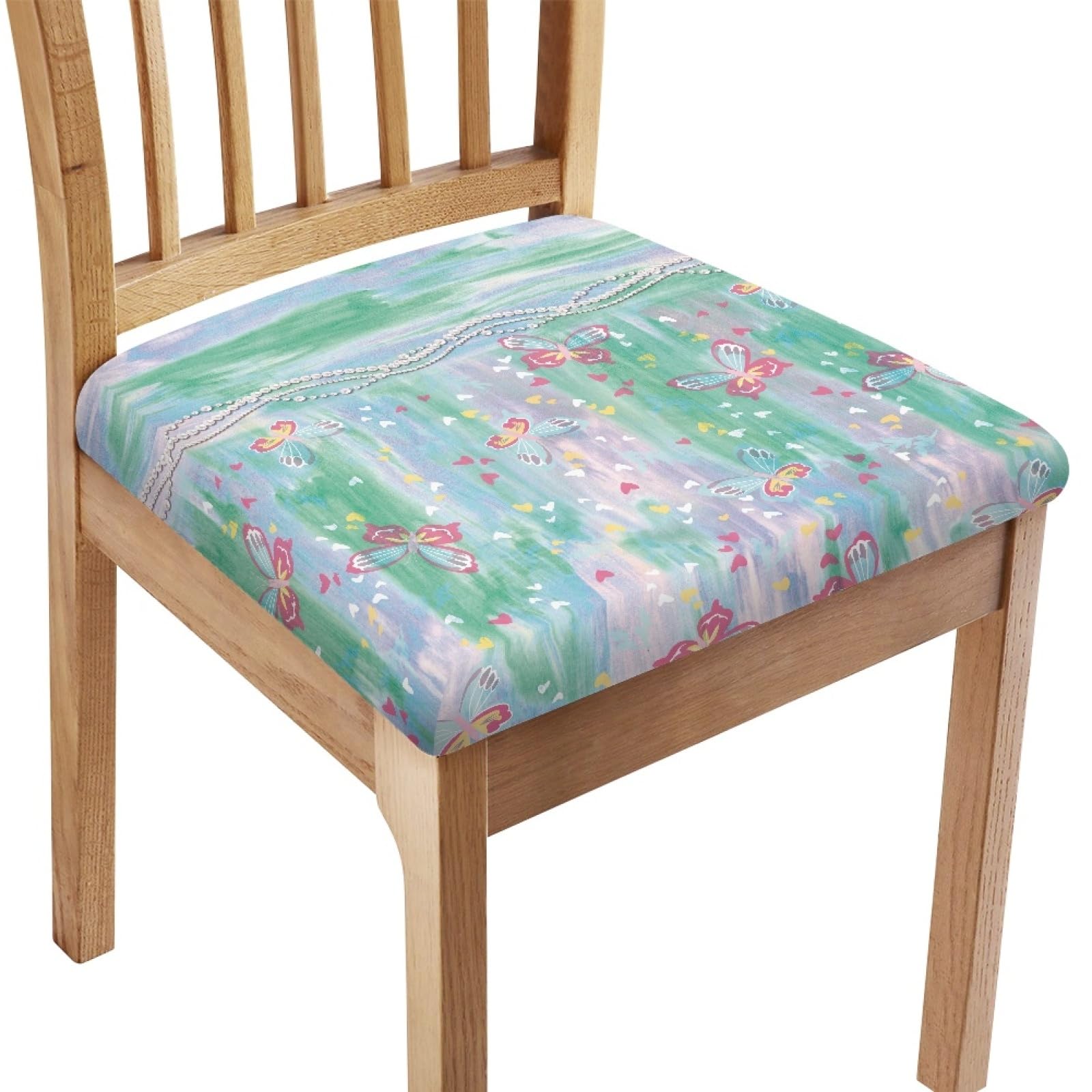 Fundas Sillas Púrpura Y Verde Cojines para Sillas Comedor Elásticas, Funda De Silla Extraíbles Y Lavables, Protectores De Asiento para Banquetes, Cocinas, Fiestas.