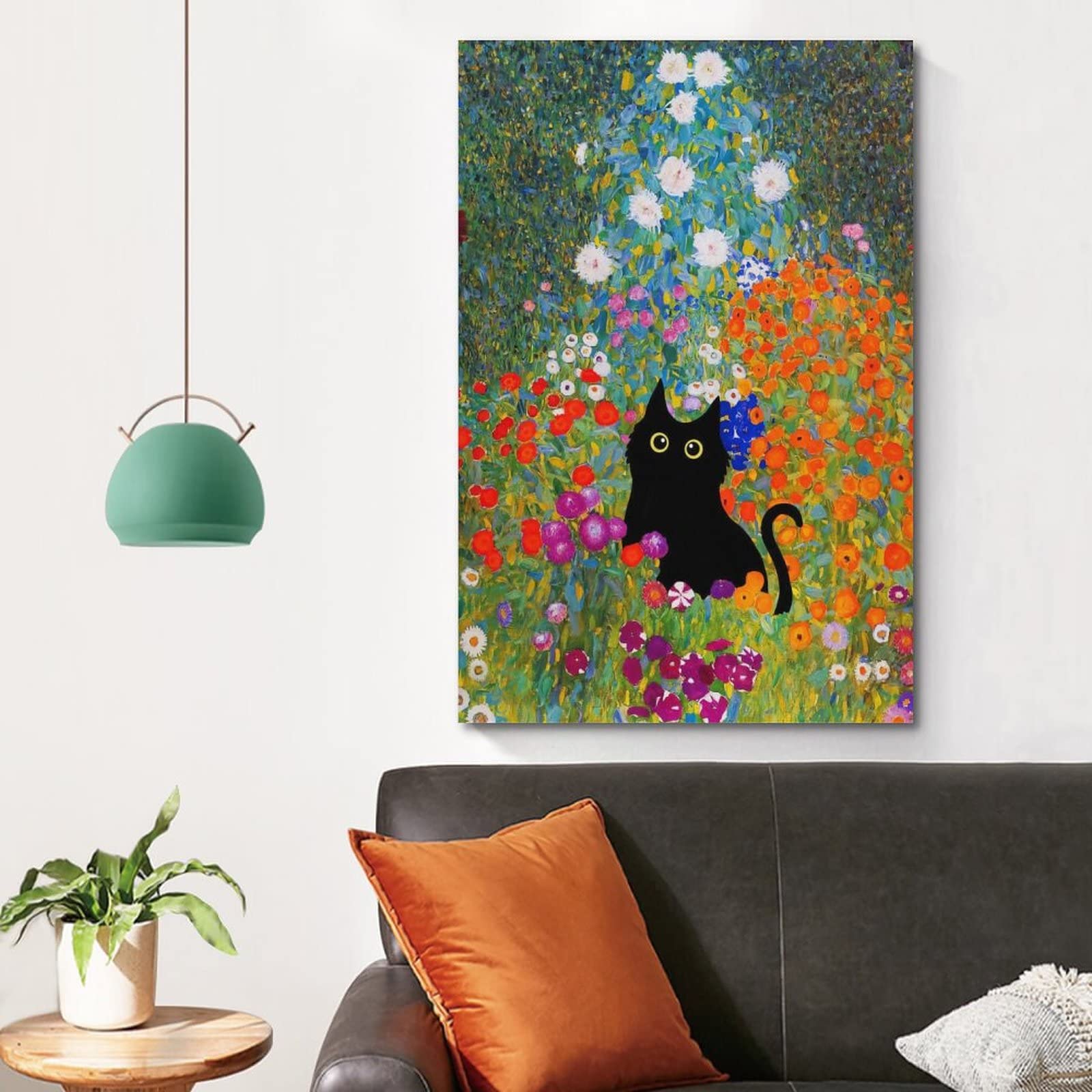 キャンバス油絵　専用   黒猫ガーデン 3　クリムト風フラワーガーデン Amazon.co.jp: WEERSHUN グスタフ・クリムト ガーデン 油絵 キャンバス