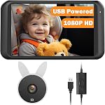 Babyvue USB Caméra de voiture pour bébé: HD 1080P Facile d'installation Siège auto arrière face moniteur pour bébé avec vision claire de nuit pour les nouveaux parents enfants, 360 Degré Rotation de la caméra du siège arrière