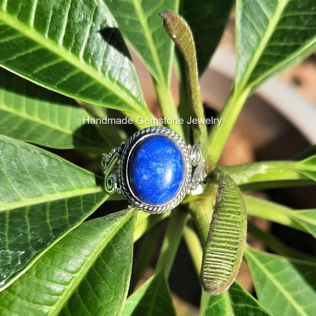 Natural Lapis Lazuli Ring, September Birthstone Ring, Oval Stone Ring, Bohemian Ring, Handmade Ring, Delicate Ring, Friendship Ring, Healing Crystal Ring, Engagement Ring, Lapis Lazuli Jewelry