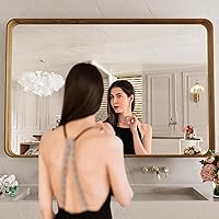 Vista 152 de LOAAO - Espejo de baño con marco de metal negro de 24x36 pulgadas, espejo rectangular redondeado para pared, espejo mate de tocador de baño