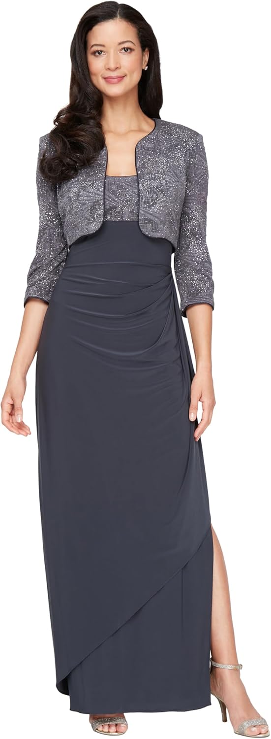 Alex Evenings Womens Empire Waist Bolero Jacket Dress (Petite and Regular Sizes) - Close Out