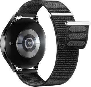 Yoohoo Nylon Straps Compatible with Samsung Galaxy Watch 4/5/6 40mm 44mm/Watch 5 Pro 45mm/Galaxy Watch 4 Classic 42mm 46mm /Galaxy Watch 6 Classic 43mm 47mm,Adjustable Soft Breathable/Dark Black