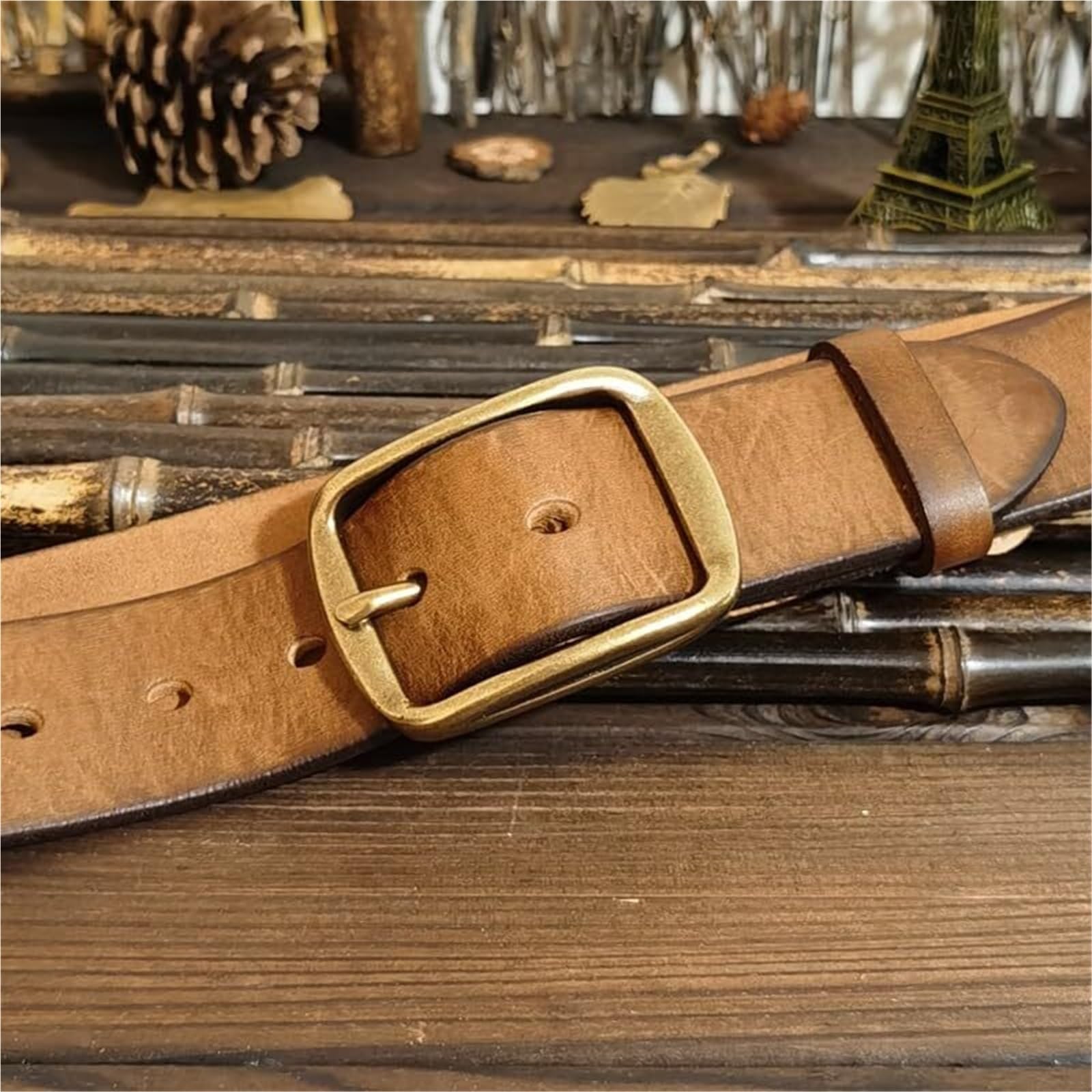 Cintura Unisex In Pelle - Country Casual Everyday, Larghezza 1 1/2", Fibbia In Ottone Anticato, Cinturino Retrò Fatto A Mano