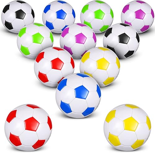 HyDren Paquete de 12 pelotas de fútbol con inflador, tamaño oficial, para interiores y exteriores, entrenamiento, práctica, regalo deportivo,