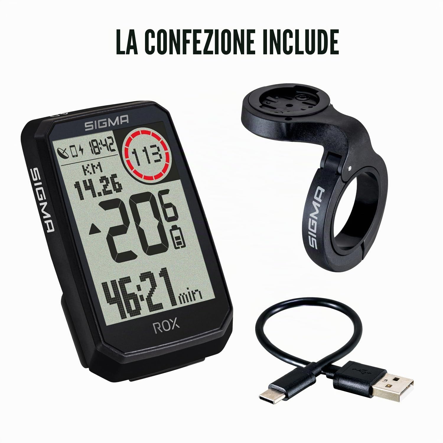SIGMA ROX 4.0 ENDURANCE Nero | 41h di durata della batteria | 30 funzioni come la misurazione dell'altitudine | compatibilità con le e-bike | ANT+&BLE |USB-C|computer da bici wireless