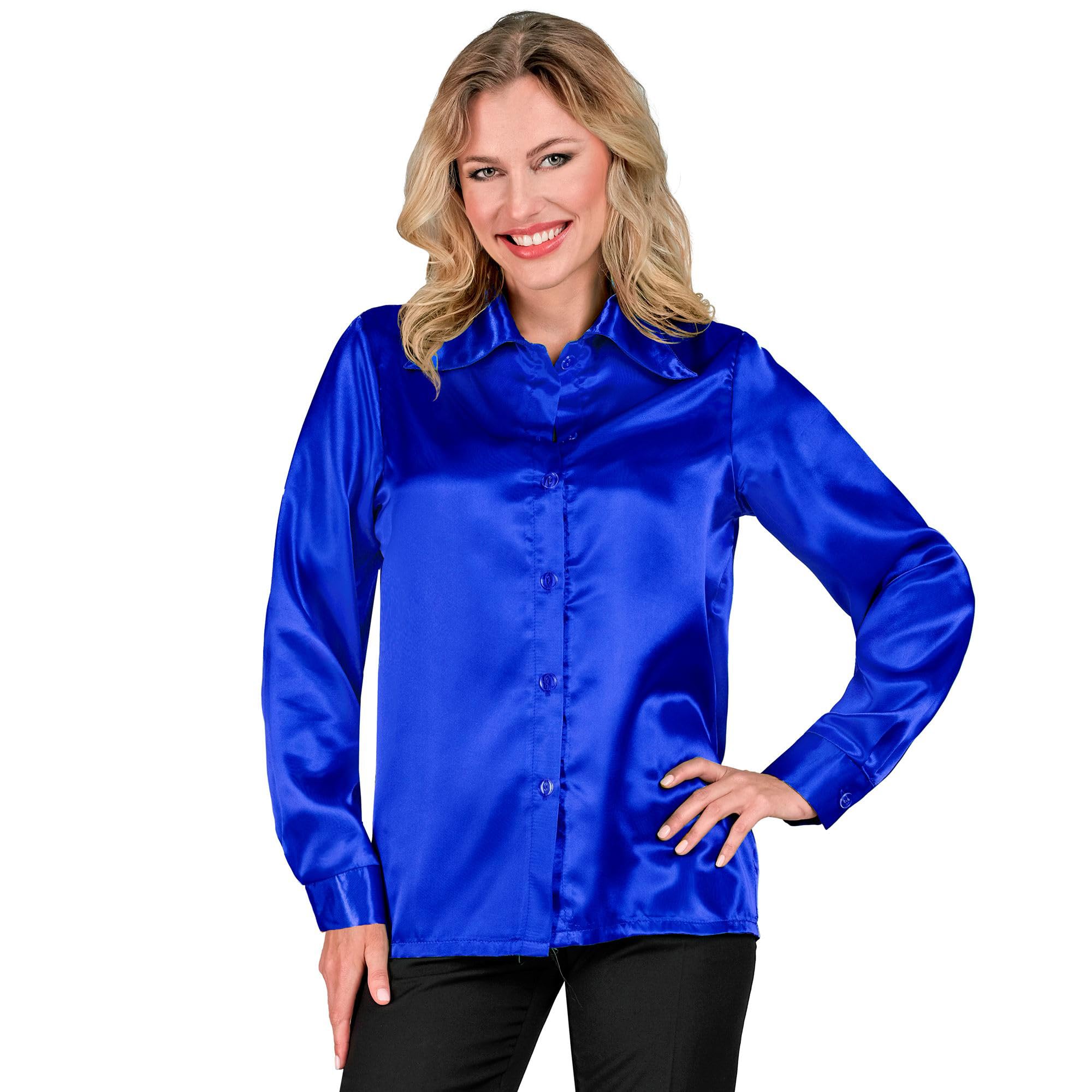 W WIDMANN MILANO Party Fashion - Satin Blouse for Women, 70s Disco Fever, Retro Style, Schlagermove, Party Shirt, Women's Shirt