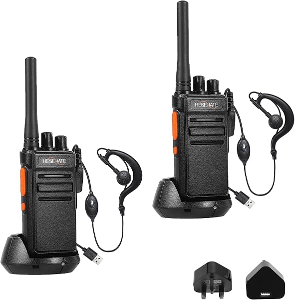 HESENATE Walkie Talkies Long Range HT66 PMR446 License-Free Two-Way Radio, 16 Channel Handheld Walkie Talkie for Adults, USB-C Rechargeable, Earpieces, for Business Camping Construction(2 Pack, Black) - 1