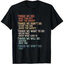 Things We Did Sarcastic Music Checklist Classic Song Lyrics T-Shirt