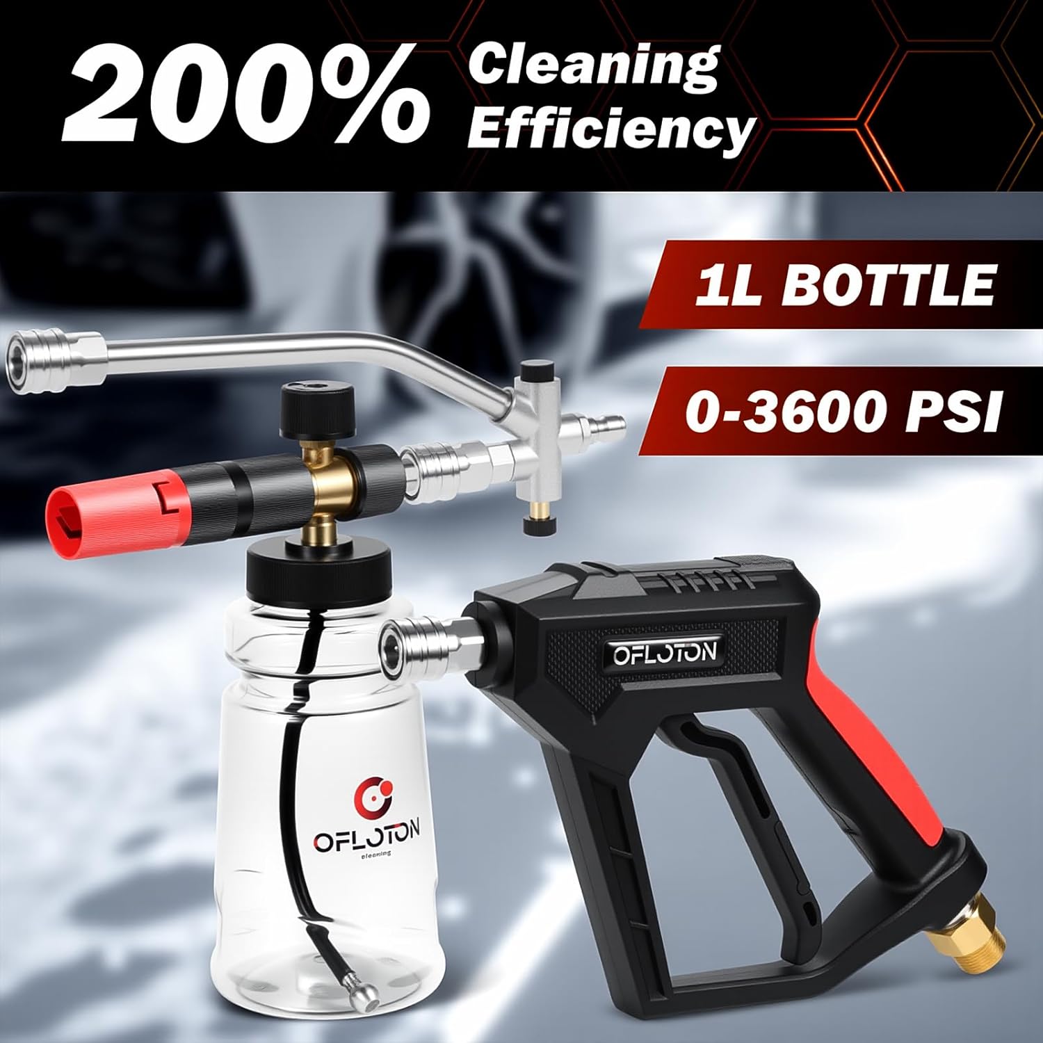 Pressure Washer Foam Gun & Dual Connector Accessory, Short Power Washer Gun & Foam Cannon & Double Tip Attachment Car Wash Kit, 1/4" Quick Connector, M22 Male Inlet, 4000 PSI Foam Sprayer