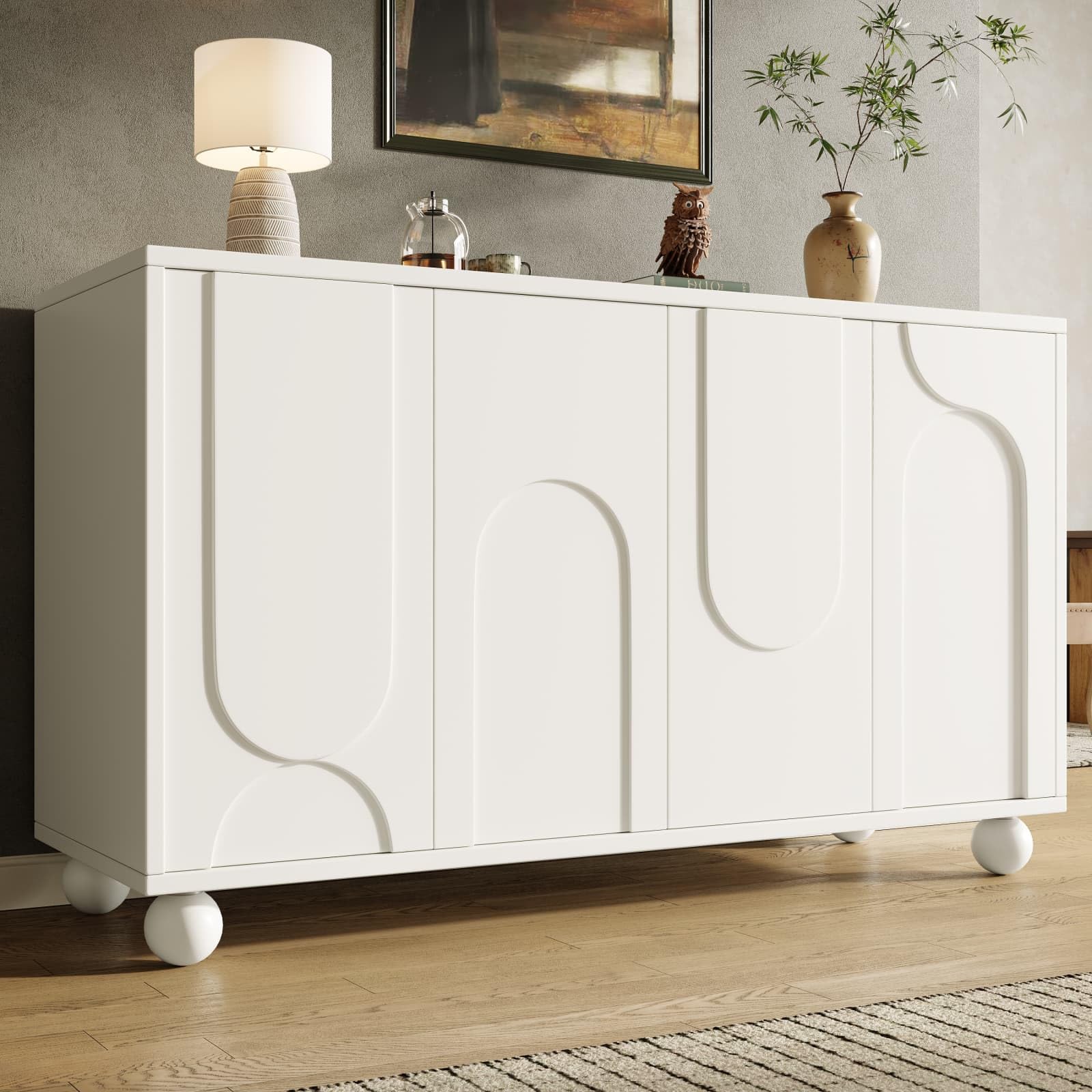 Meubles de Rangement pour Salon,Buffet Salle a Manger avec 4 Portes et étagères réglables,Armoire Polyvalente pour Cuisine Salon Chambre,120x35x71cm