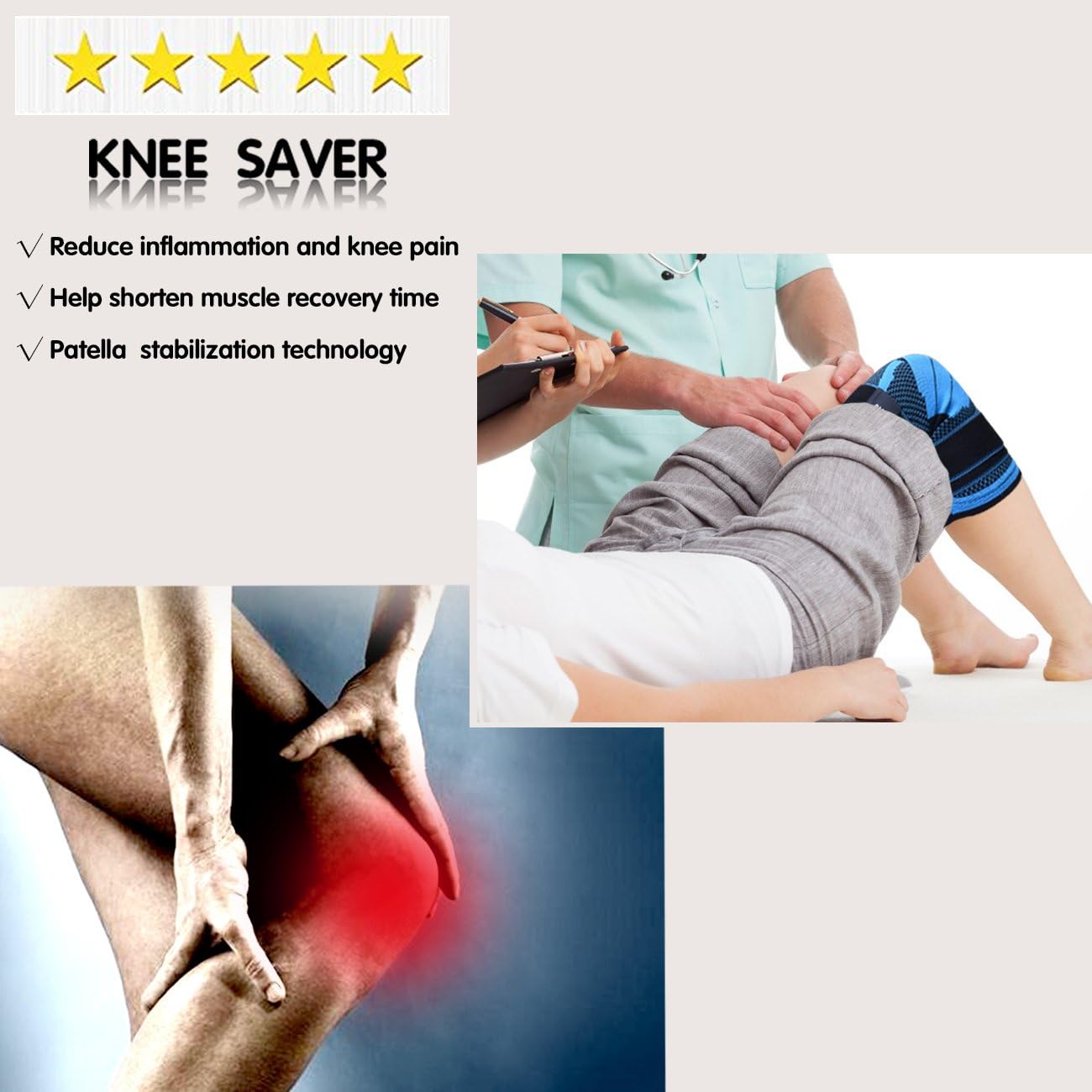 Knee Brace Support,Non-slip Compression Knee Sleeve,Adjustable Knee Pads with Pressure Strap and Knee Protector for Running,Sports,Joint Patella Pain Relief,Arthritis and Injury Recovery- Single L