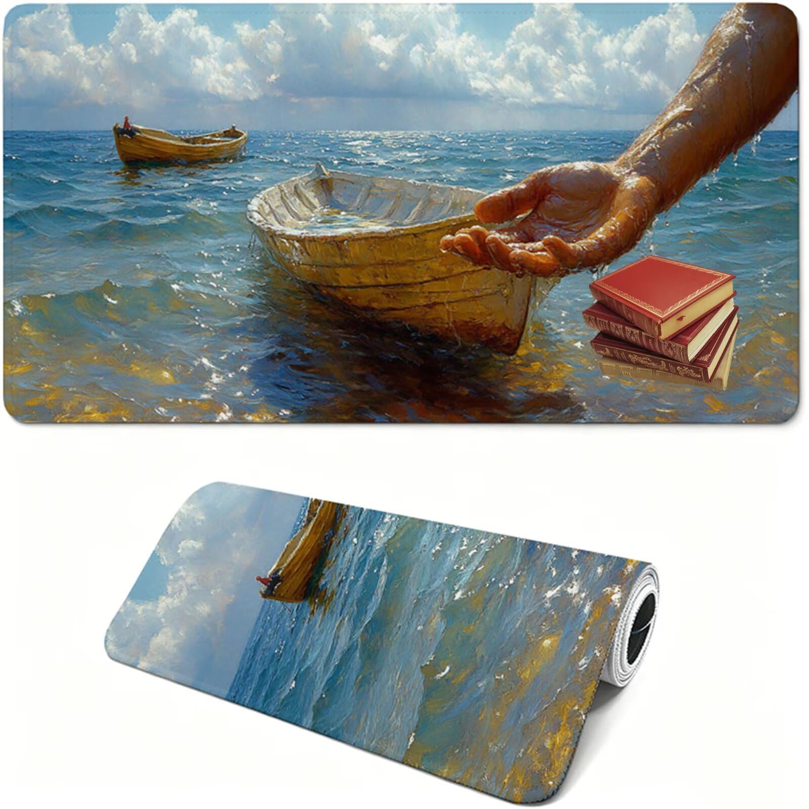 Tapis de Souris Gaming XXL,1200x600x3mm Tapis de Souris Bleu,Grand Tapis de Bureau sous Main avec Surface Spéciale Améliore la Vitesse et la Précision,Imperméable Mouse Pad Bateau pour Bureau XF-463