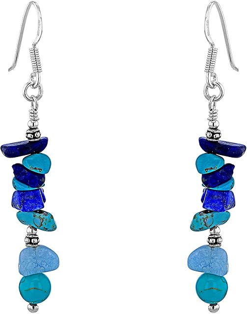 Tuscany Silver Sterling Silver and Turquoise Bead Drop Earrings