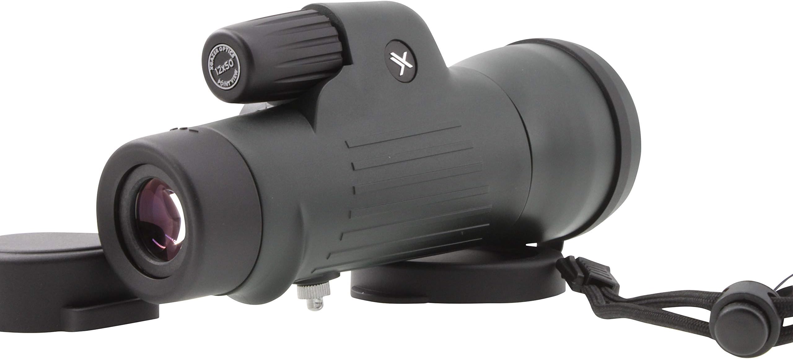 Xgazer Optics12x50 Point View High Powered Monocular- Waterproof Bird Watching, Hunting, Fishing,Travel, Safari, Hiking, Monocular- Long Range, Eye-Relief Monocular w/Wrist Strap, Case & Cloth