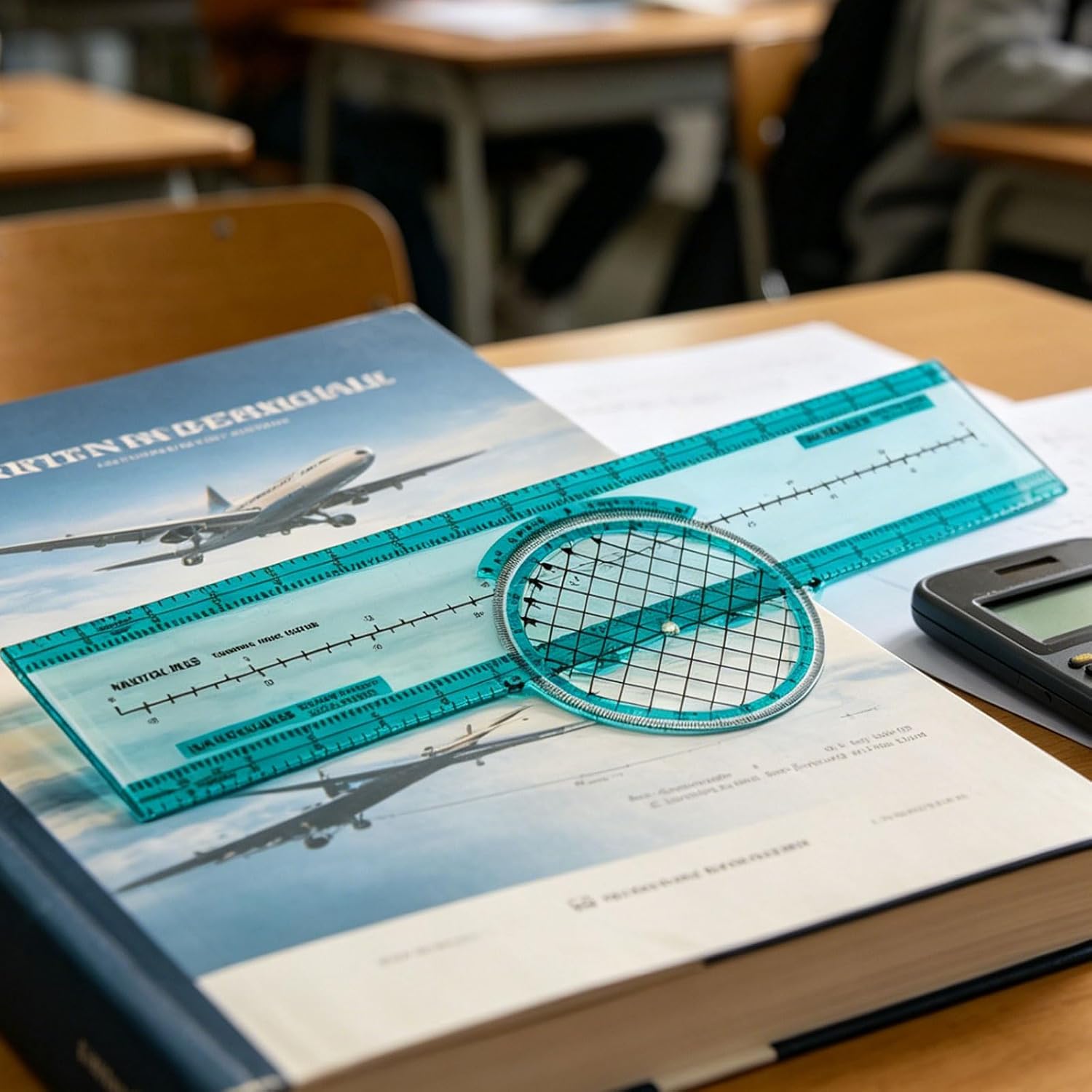 Ergonomic Aviation Navigation Ruler Featuring Rotating Vector Wheel for Measurements Aviation Plotter Measuring Scale