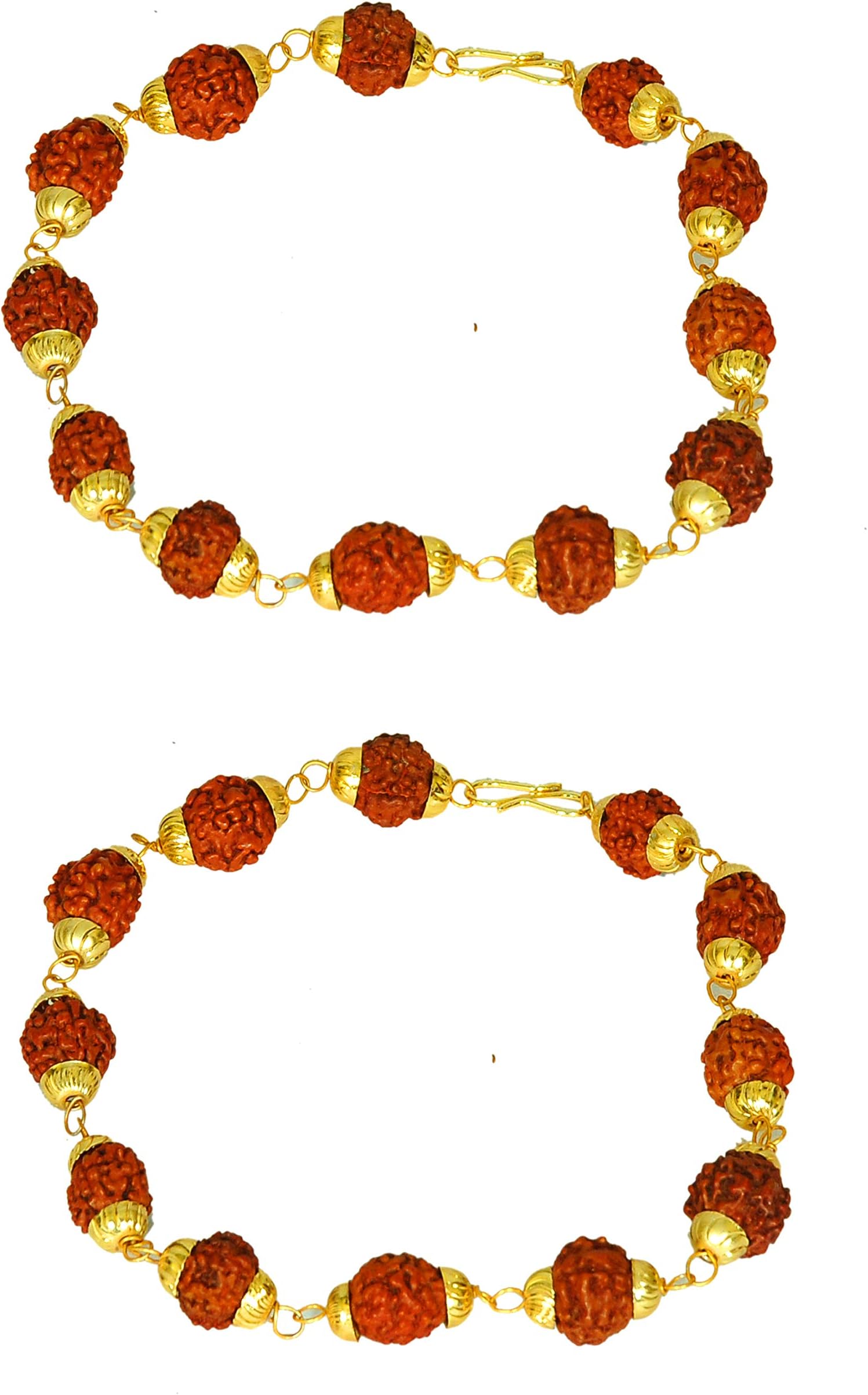 5 Face RUDRAKSH Bracelet with Chained Crowned Beads