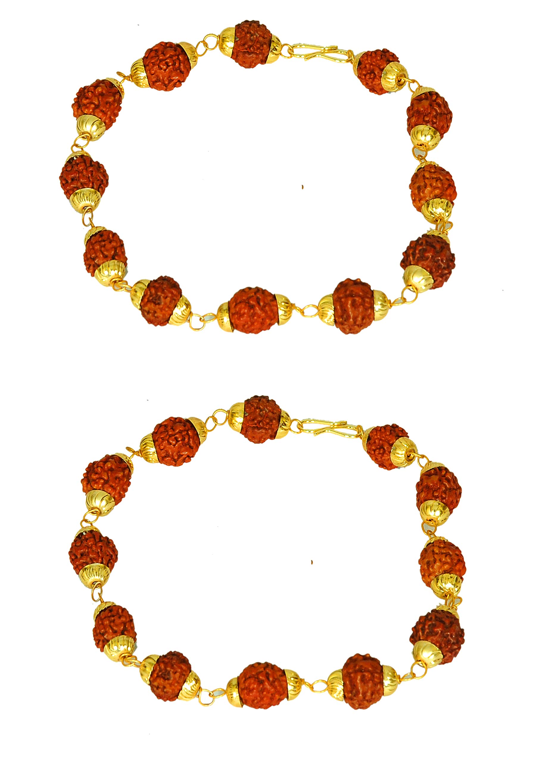 5 Face RUDRAKSH Bracelet with Chained Crowned Beads