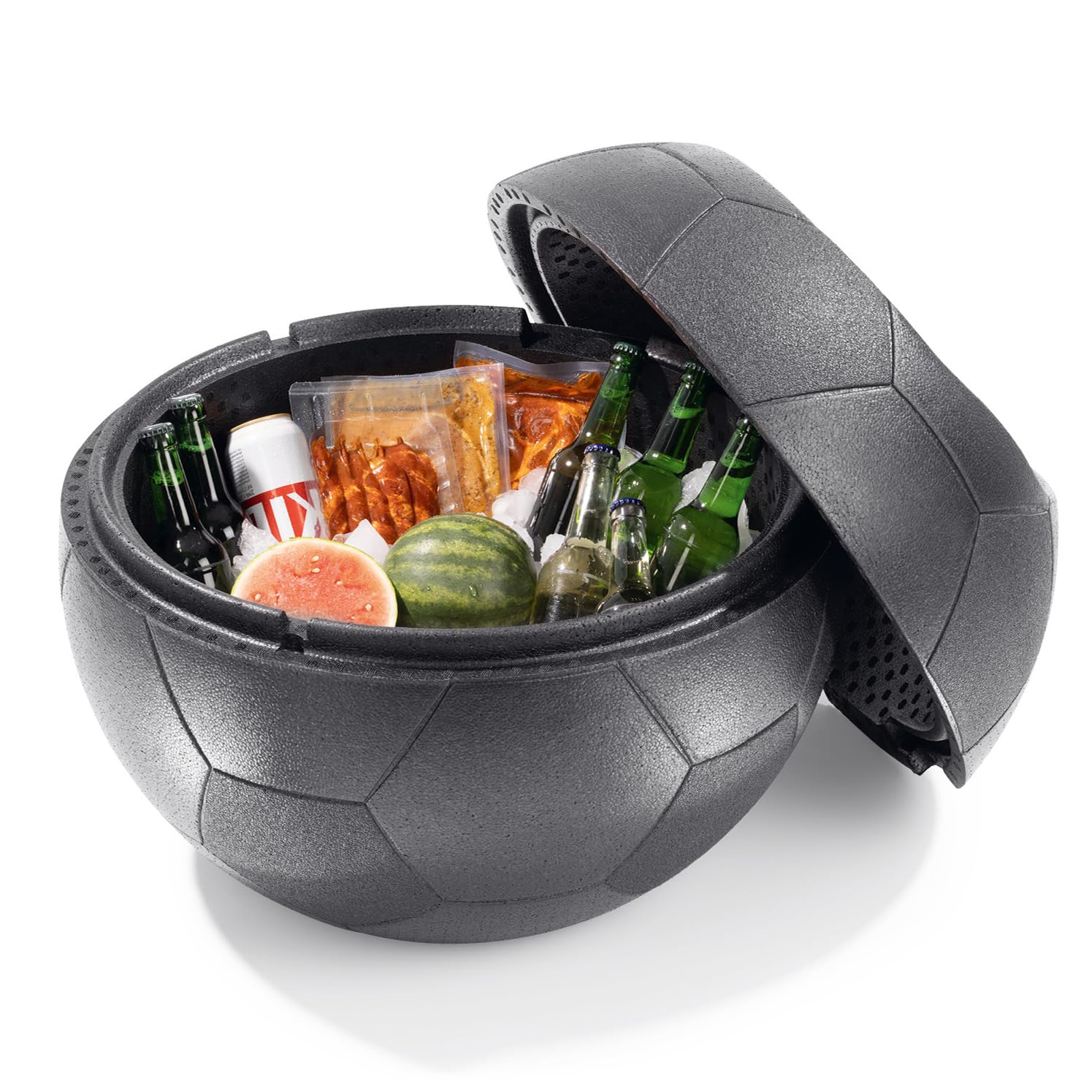 LUMALAND Fußball-Kühlbox mit Sitzfunktion 41 Liter für mehr als einen Bierkasteninhalt, Kühlbox Fußball für in- & Outdoor – ideal für Garten, Balkon, Camping