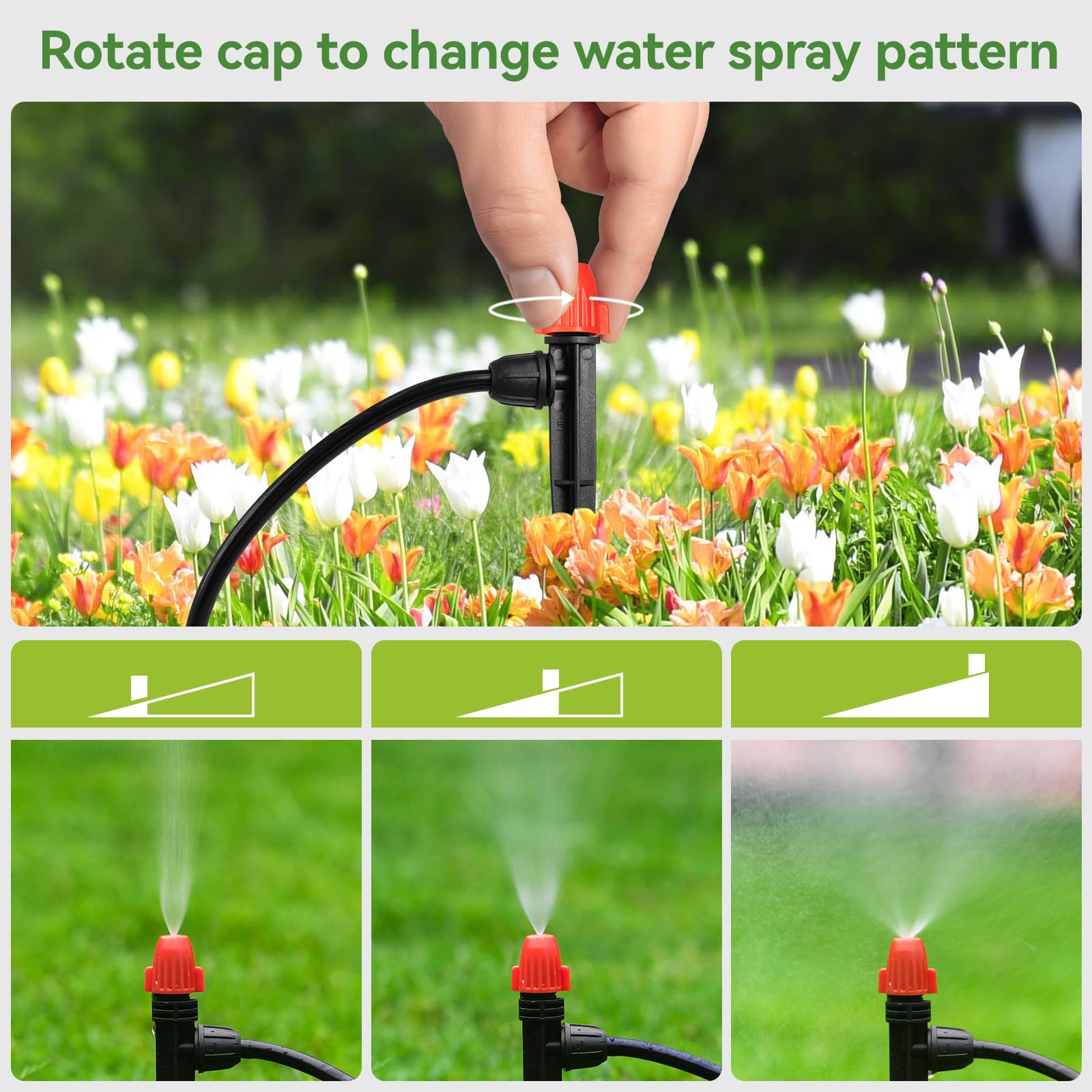 Emettitori di irrigazione a goccia per tubi da 1/4": emettitori regolabili a 360 gradi con blocco spinato, gocciolatori nebulizzatori con paletto per sistema di irrigazione da giardino (30 pezzi)